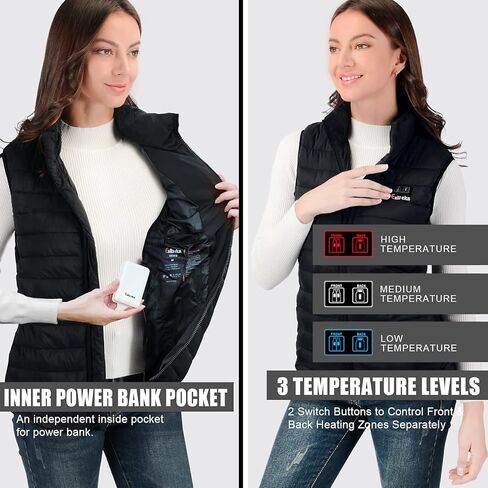 سترة Eskreka النسائية المُدفأة مع حزمة البطارية متضمنة، سترات دافئة خفيفة الوزن للنساء، قابلة لإعادة الشحن ويمكن غسلها في الغسالة، مقاس L in Kuwait