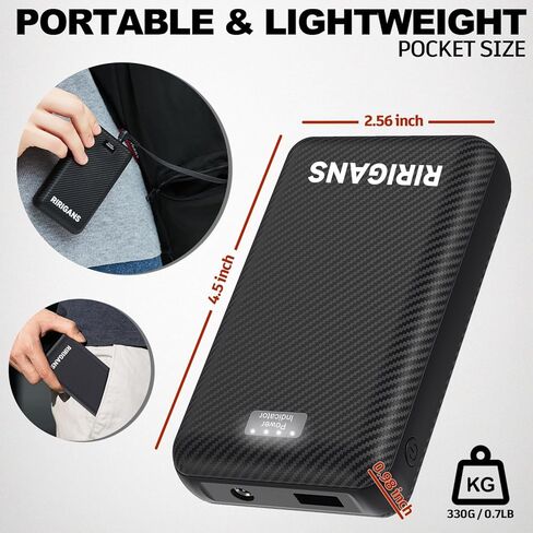 حزمة بطارية سترة ساخنة من Ririgans للنساء/الرجال، بنك طاقة 7.4 فولت 16000 مللي أمبير في الساعة، منفذ تيار مستمر 3.5 مم للسترة الساخنة، شاحن USB من النوع C لهواتف iPhone Android وما إلى ذلك in Kuwait