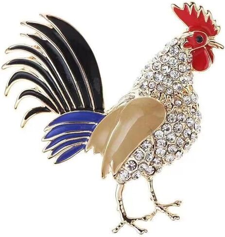 Chicken Rooster Brooch Pin Crystal Rhinestone Gold Plated Enamel Cute Hen Animal Ladies Fashion Personality Novelty Funny Lapel Pin Brooch in Saudi Arabia