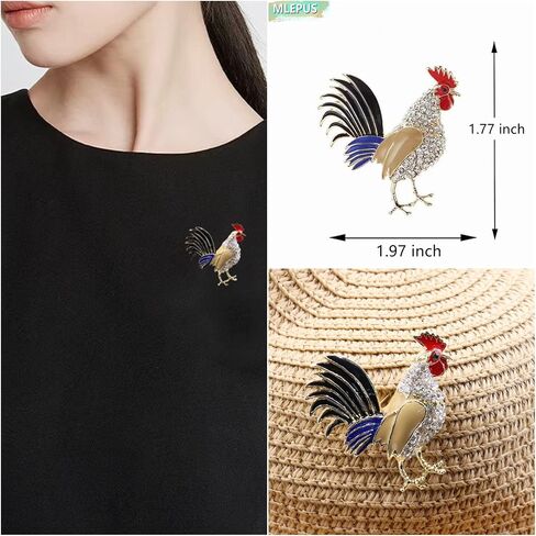 Chicken Rooster Brooch Pin Crystal Rhinestone Gold Plated Enamel Cute Hen Animal Ladies Fashion Personality Novelty Funny Lapel Pin Brooch in Saudi Arabia