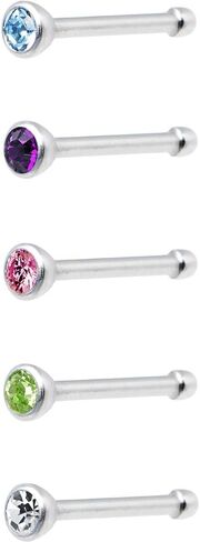 طقم عظمة أنفية نسائي من Body Candy من الفولاذ اللامع 5 قطع مصنوع من كريستالات Swarovski مقاس 20 برغي تقطيع الجسم مقاس 1/4 بوصة، شفاف، مقاس واحد in Kuwait