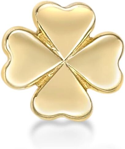 20 Gauge Straight Bone Four Leaf Clover Nose Ring for Women or Men in 14k Yellow Gold Unisex Stud Nose Ring Hypoallergenic 20G Body Piercing by Lavari Jewelers in Saudi Arabia