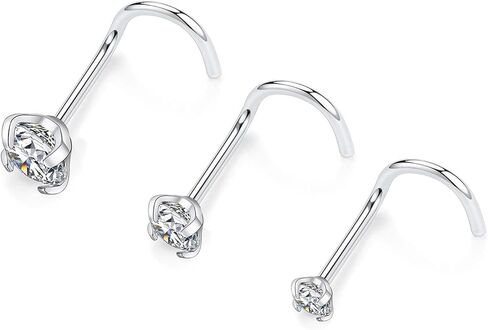 FUNLMO 6pcs/4pcs 20g Nose Rings Studs Nose Screw G23 Titanium Nose Rings Hoop Hypoallergenic Nostril Nose Piercing Jewelry for Women Men L/Screw/Straight Shape in Saudi Arabia