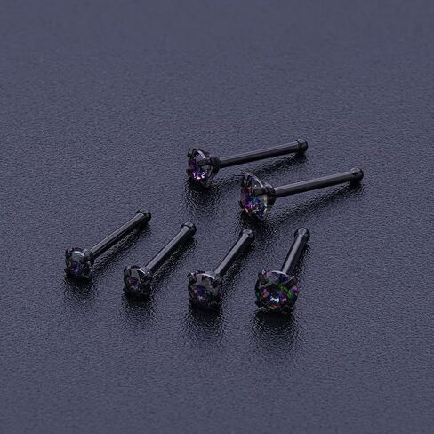 Kiethleasa 20G Nose Ring 316L Surgical Steel Nose Ring Studs, L Shaped Corkscrew Bone Nose Ring Studs for Women Men 2mm 2.5mm 3mm CZ Small Nose Piercing Jewelry Stud Black Silver Gold Christmas Nose Ring in Kuwait