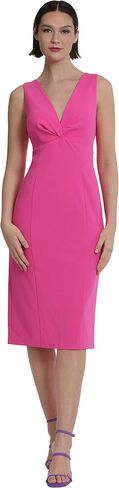 Donna Morgan Women's Sleeveless V-Neck Scuba Crepe Sheath Dressy Occasion Event Guest of Wedding in Saudi Arabia