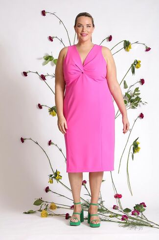 Donna Morgan Women's Sleeveless V-Neck Scuba Crepe Sheath Dressy Occasion Event Guest of Wedding in Saudi Arabia