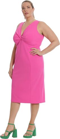 Donna Morgan Women's Sleeveless V-Neck Scuba Crepe Sheath Dressy Occasion Event Guest of Wedding in Saudi Arabia