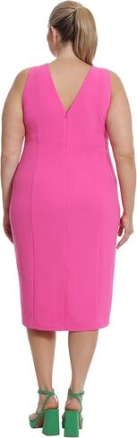 Donna Morgan Women's Sleeveless V-Neck Scuba Crepe Sheath Dressy Occasion Event Guest of Wedding in Saudi Arabia