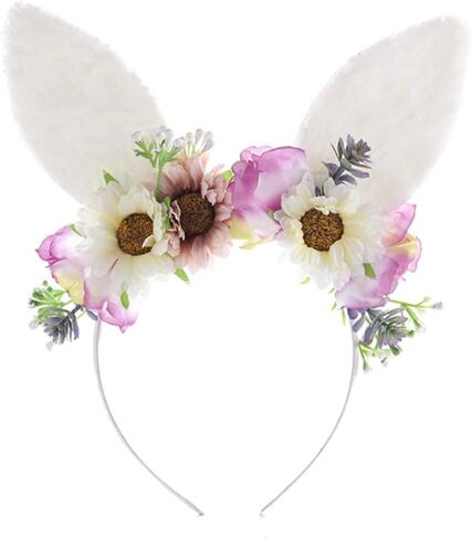 عصابة رأس على شكل أذن أرنب عيد الفصح مع تاج من أزهار الغابة - قطعة رأس من الزهور in Kuwait