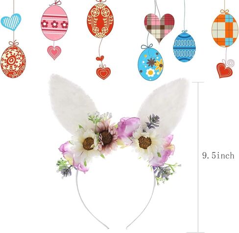 عصابة رأس على شكل أذن أرنب عيد الفصح مع تاج من أزهار الغابة - قطعة رأس من الزهور in Kuwait