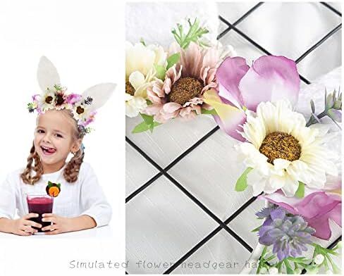 عصابة رأس على شكل أذن أرنب عيد الفصح مع تاج من أزهار الغابة - قطعة رأس من الزهور in Kuwait