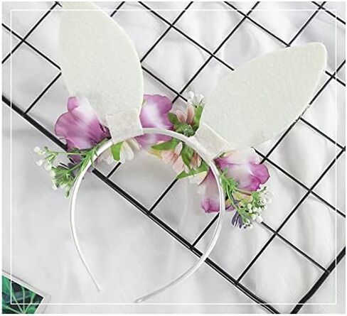 عصابة رأس على شكل أذن أرنب عيد الفصح مع تاج من أزهار الغابة - قطعة رأس من الزهور in Kuwait