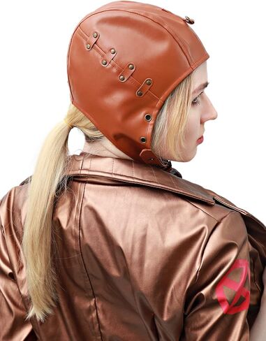 PROCOS Steampunk PU Leather Aviator Hat Vintage Pilot Cap with Ear Flaps Brown in Saudi Arabia