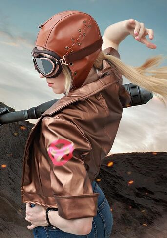 PROCOS Steampunk PU Leather Aviator Hat Vintage Pilot Cap with Ear Flaps Brown in Saudi Arabia