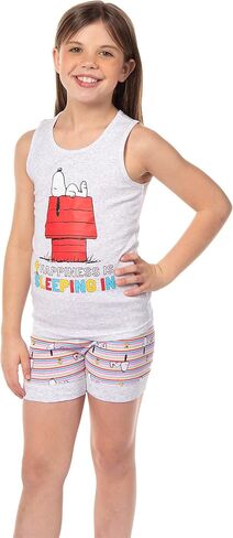 INTIMO Peanuts Girls' Snoopy Happiness Is Sleeping In Pajama Set Tank Top Shorts in Saudi Arabia