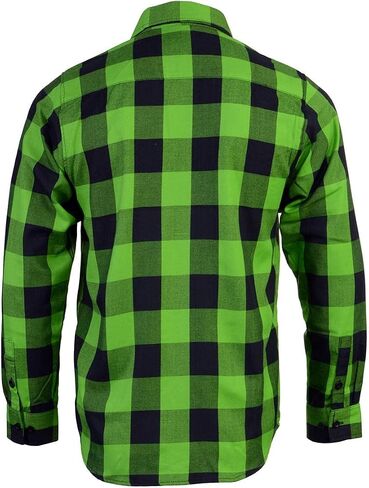 Milwaukee Leather MNG11656 Men's Flannel Plaid Shirt Black and Neon-Green Long Sleeve Cotton Button Down Shirt - 2X-Large in Saudi Arabia