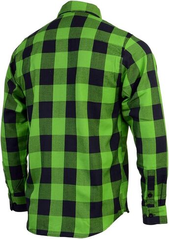 Milwaukee Leather MNG11656 Men's Flannel Plaid Shirt Black and Neon-Green Long Sleeve Cotton Button Down Shirt - 2X-Large in Saudi Arabia