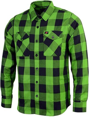 Milwaukee Leather MNG11656 Men's Flannel Plaid Shirt Black and Neon-Green Long Sleeve Cotton Button Down Shirt - 2X-Large in Saudi Arabia