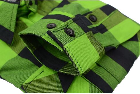 Milwaukee Leather MNG11656 Men's Flannel Plaid Shirt Black and Neon-Green Long Sleeve Cotton Button Down Shirt - 2X-Large in Saudi Arabia