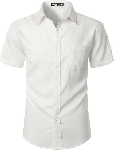 PARKLEES Men's Casual Button Down Shirt Summer Hipster Slim fit Short Sleeve Shirts in Saudi Arabia