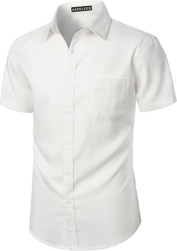 PARKLEES Men's Casual Button Down Shirt Summer Hipster Slim fit Short Sleeve Shirts in Saudi Arabia