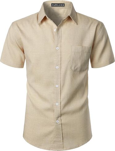 PARKLEES Men's Casual Button Down Shirt Summer Hipster Slim fit Short Sleeve Shirts in Saudi Arabia