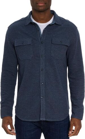 Robert Graham Men's Brunner Long Sleeve Button Down Waffle Overshirt in Saudi Arabia