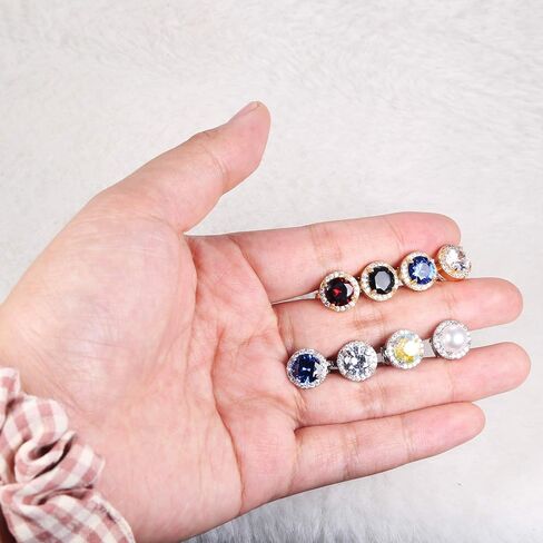 LOYALLOOK 8Pairs Round Clip Earrings for Women Faux Pearl Cubic Zirconia Non Piercing Clip On Earrings Fashion Mixed Color Non Pierced Earrings Set in Kuwait