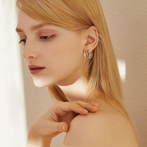 SAILIMUE 16 زوجًا من الأقراط المشبكية للنساء 14K مطلية بالذهب بمشبك مكتنز على الأقراط بدون ثقب مجموعة من الأقراط المزيفة in Kuwait