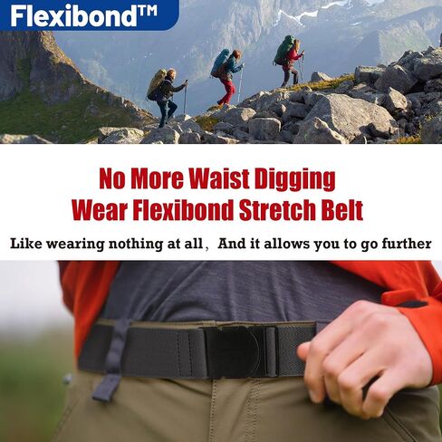 حزام مرن مرن للرجال من Flexibond مريح للمشي لمسافات طويلة، أحزمة مرنة على شبكة الإنترنت للرجال، إبزيم سفر خالٍ من المعدن، خصر ≥44 بوصة in Saudi Arabia