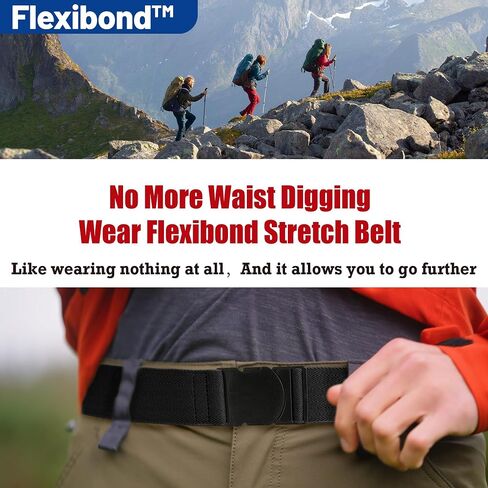 حزام مرن مرن للرجال من Flexibond مريح للمشي لمسافات طويلة، أحزمة مرنة على شبكة الإنترنت للرجال، إبزيم سفر خالٍ من المعدن، خصر ≥44 بوصة in Saudi Arabia