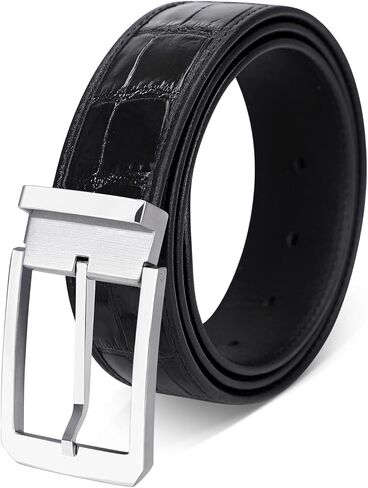 PIJUSHI Crocodile Leather Belt for Men Dress Casual Belt with Single Prong Buckle in Saudi Arabia