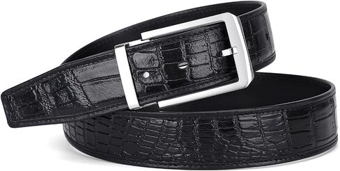 PIJUSHI Crocodile Leather Belt for Men Dress Casual Belt with Single Prong Buckle in Saudi Arabia