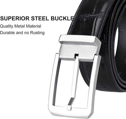 PIJUSHI Crocodile Leather Belt for Men Dress Casual Belt with Single Prong Buckle in Saudi Arabia