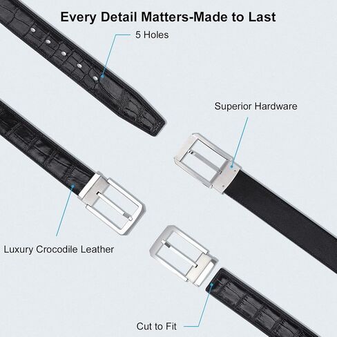 PIJUSHI Crocodile Leather Belt for Men Dress Casual Belt with Single Prong Buckle in Saudi Arabia