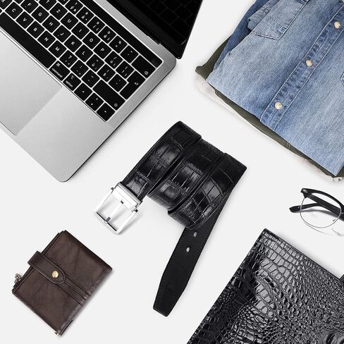 PIJUSHI Crocodile Leather Belt for Men Dress Casual Belt with Single Prong Buckle in Saudi Arabia