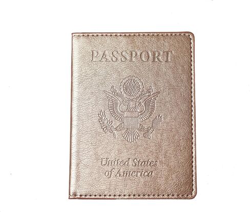 D’Essentials Passport Holder with Vaccination Card Slot – Protective Cover for Passport - 5.5 x 4 in PU Leather – For Business Travel and Vacations (Gold) in Saudi Arabia