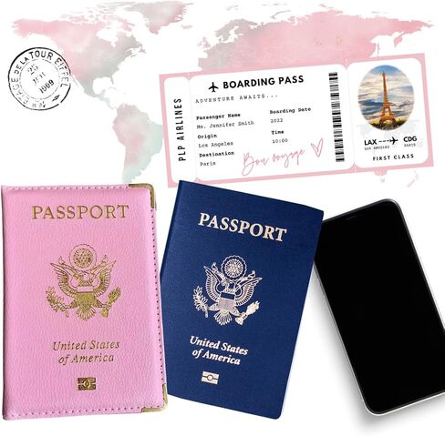 غطاء جواز السفر بإطار ذهبي وردي من Pretty Little Passports® (مرجاني) in Kuwait