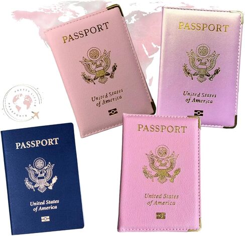 غطاء جواز السفر بإطار ذهبي وردي من Pretty Little Passports® (مرجاني) in Kuwait