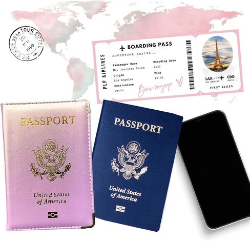 غطاء جواز السفر بإطار ذهبي وردي من Pretty Little Passports® (مرجاني) in Kuwait