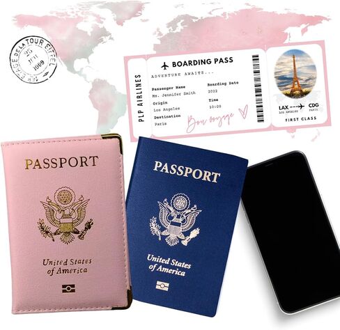غطاء جواز السفر بإطار ذهبي وردي من Pretty Little Passports® (مرجاني) in Kuwait