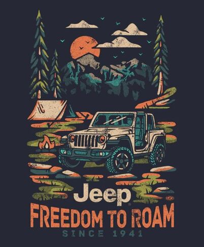 Jeep Freedom To Roam Full-Zip Hoodie Hooded Midweight Sweatshirt - Heather Navy Blue in Saudi Arabia