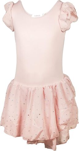 MISS POPULAR Girls Leotard Ballet Dance Dress with Round Sequins Sparkled Ruffle Sleeves and Tutu in Saudi Arabia