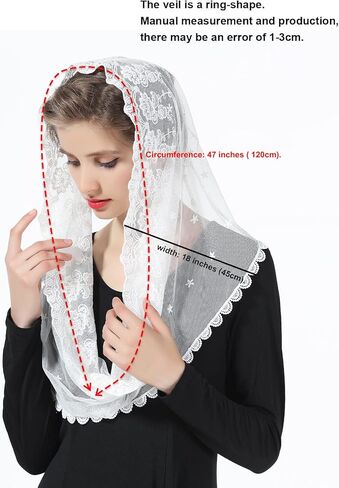 حجاب مصلى مانتيلا الكاثوليكي لعيد الفصح من بيوتليكاتي، قداس لاتيني للهالوين، كنيسة الكاتدرائية، غطاء رأس من الدانتيل in Kuwait