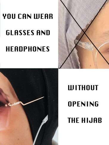 VeilWear حجاب فوري لسماعات الرأس والنظارات، وشاح رأس رياضي، جاهز لارتداء إكسسوارات إسلامية للنساء (أسود) in Kuwait