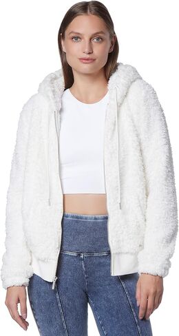 Andrew Marc Women's Teddy Fleece Full Zip Hooded Jacket in Kuwait