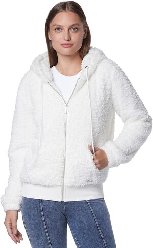 Andrew Marc Women's Teddy Fleece Full Zip Hooded Jacket in Kuwait