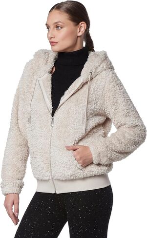 Andrew Marc Women's Teddy Fleece Full Zip Hooded Jacket in Kuwait