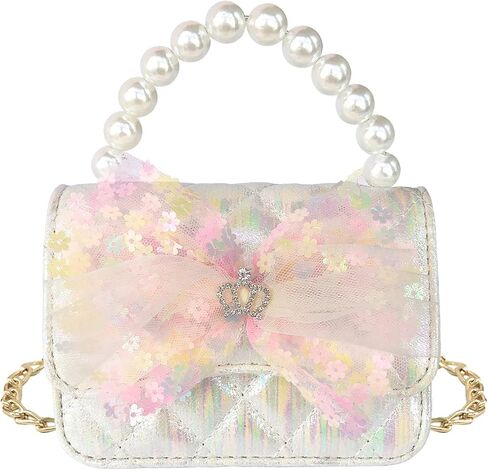 حقيبة يد للفتيات الصغيرات من ELEMIRSA للأطفال الصغار، حقيبة يد للأميرة التظاهرية، باللون الوردي الفاتح in Kuwait