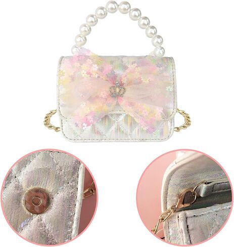 حقيبة يد للفتيات الصغيرات من ELEMIRSA للأطفال الصغار، حقيبة يد للأميرة التظاهرية، باللون الوردي الفاتح in Kuwait